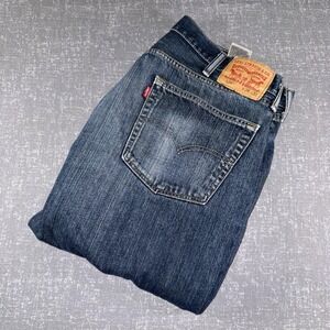 Levis 505 Jeans Mens 38x32 Blue Denim Straight Leg Medium Wash Classic Casual